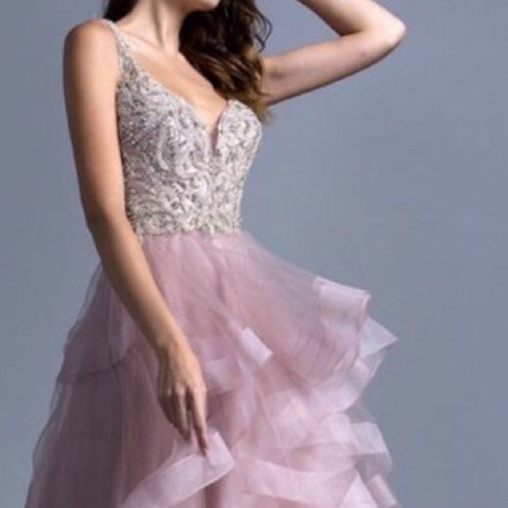 Ruffled mauve Prom Dress